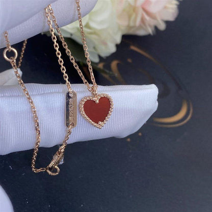 [Cadisa]SWEET CLOVER CARNELIAN HEART NECKLACE