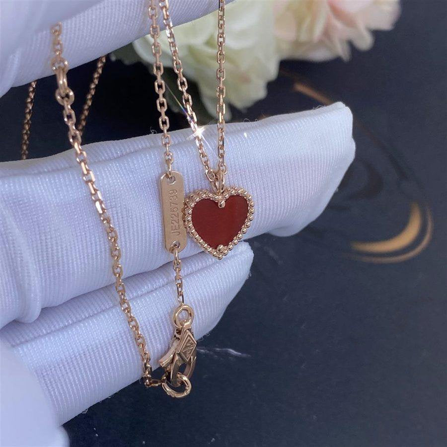[Cadisa]SWEET CLOVER CARNELIAN HEART NECKLACE
