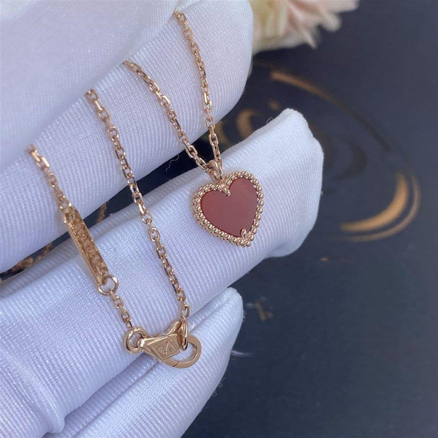 [Cadisa]SWEET CLOVER CARNELIAN HEART NECKLACE