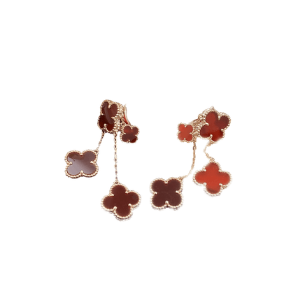[Cadisa]CLOVER EARRINGS CARNELIAN 4 MOTIFS PINK GOLD