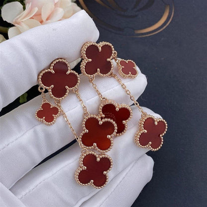 [Cadisa]CLOVER EARRINGS CARNELIAN 4 MOTIFS PINK GOLD