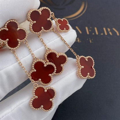 [Cadisa]CLOVER EARRINGS CARNELIAN 4 MOTIFS PINK GOLD