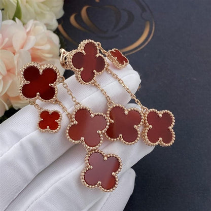 [Cadisa]CLOVER EARRINGS CARNELIAN 4 MOTIFS PINK GOLD