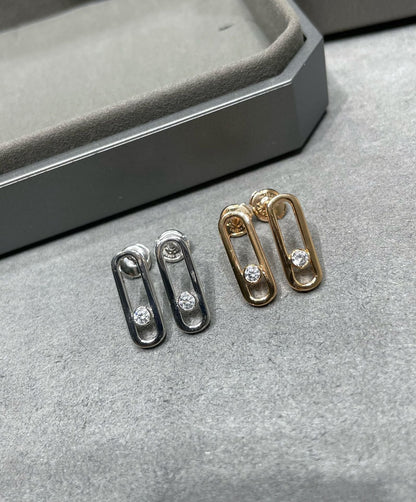 [Cadisa]MOVE UNO SMALL 1 DIAMOND EARRINGS