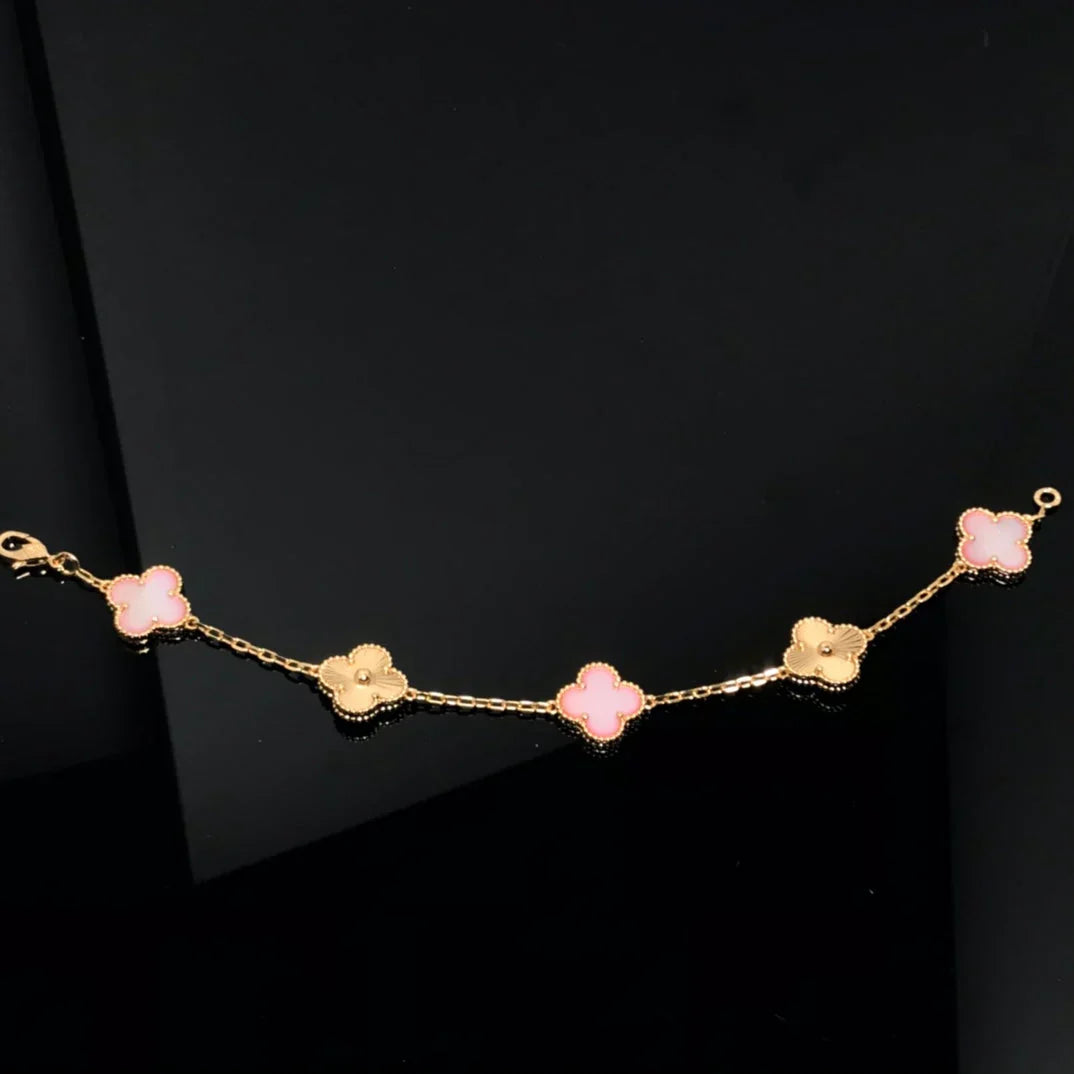 [Cadisa] CLOVER 5 MOTIFS  PINK MOP BRACELET COLLECTION