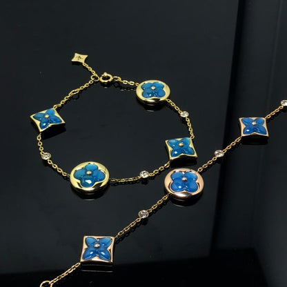 [Cadisa]STAR AND SUN 4 MOTIF BLUE BRACELET