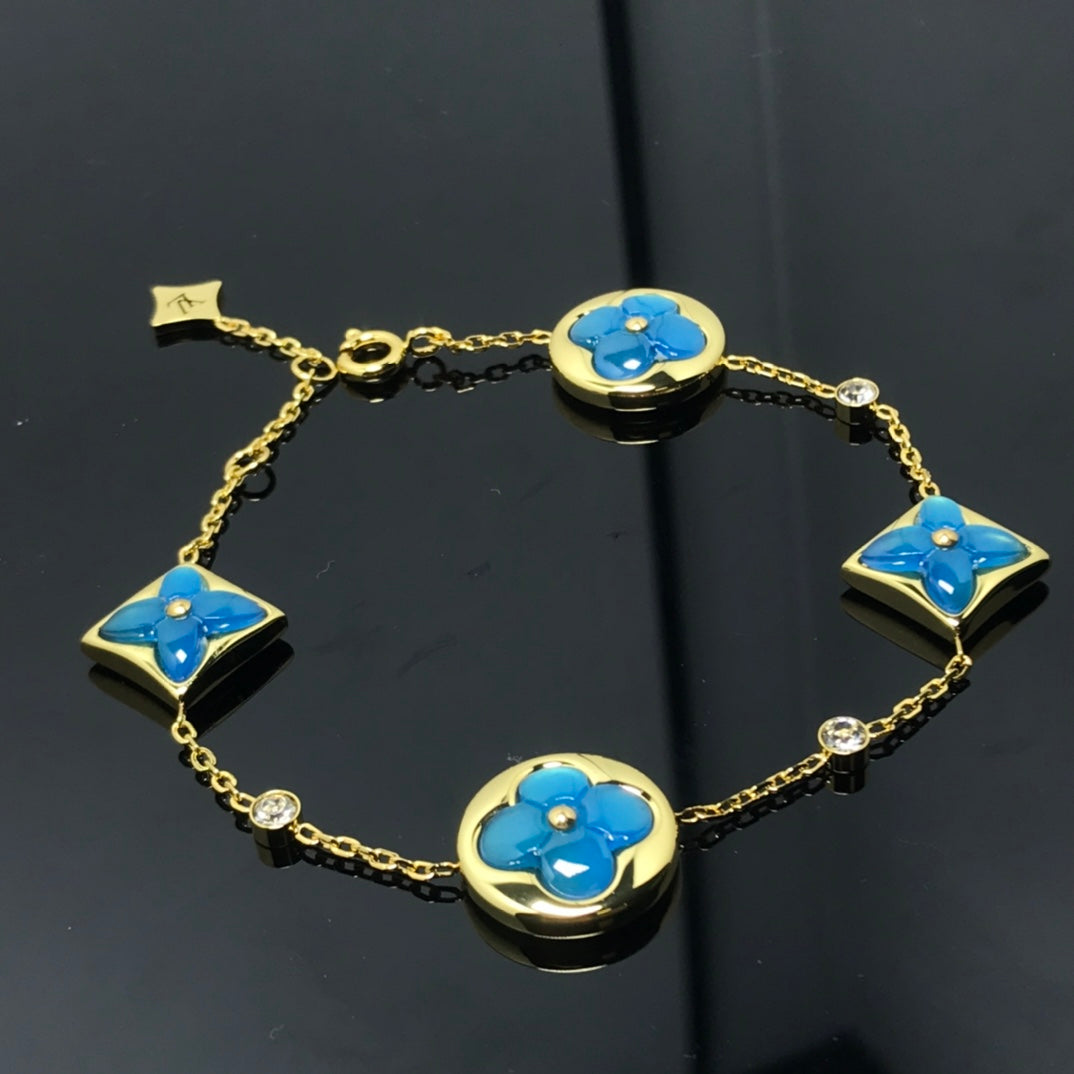 [Cadisa]STAR AND SUN 4 MOTIF BLUE BRACELET