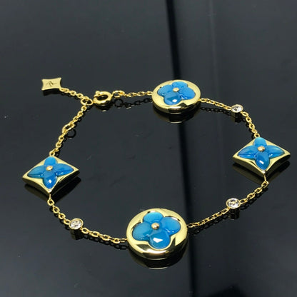 [Cadisa]STAR AND SUN 4 MOTIF BLUE BRACELET