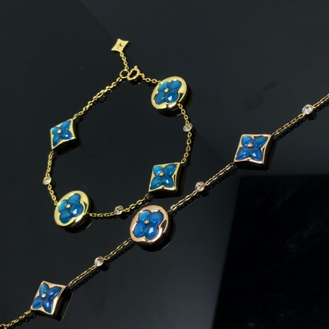 [Cadisa]STAR AND SUN 4 MOTIF BLUE BRACELET