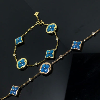 [Cadisa]STAR AND SUN 4 MOTIF BLUE BRACELET
