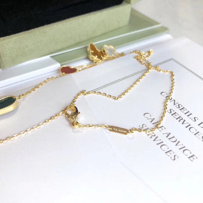 [Cadisa]LUCKY SPRING 4 MOTIFS ROSE GOLD NECKLACE