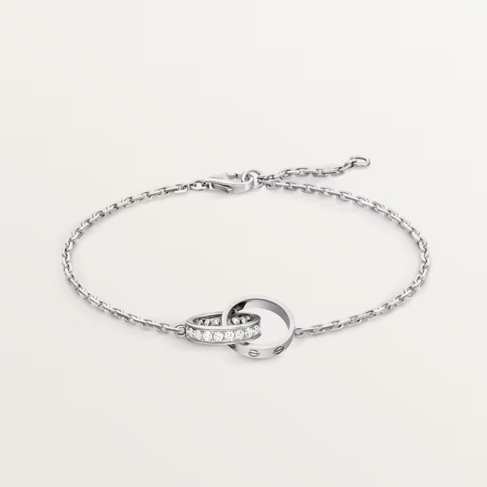 [Cadisa] LOVE DOUBLE RING HALF DIAMOND BRACELET
