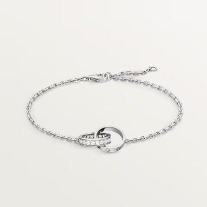 [Cadisa] LOVE DOUBLE RING HALF DIAMOND BRACELET
