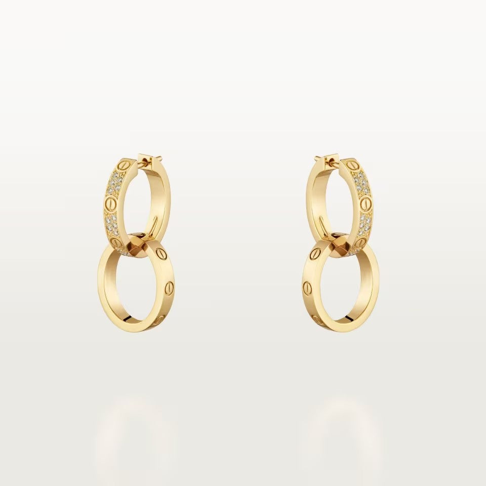 [Cadisa] LOVE 3.3MM DANGLE HALF DIAMOND EARRINGS