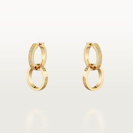 [Cadisa] LOVE 3.3MM DANGLE HALF DIAMOND EARRINGS