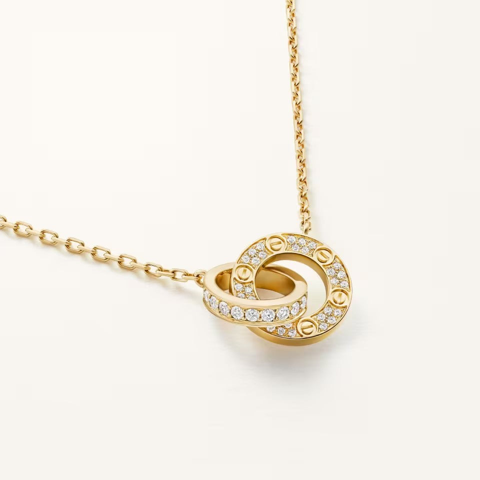 [Cadisa] LOVE  FULL DIAMOND PENDANT NECKLACE