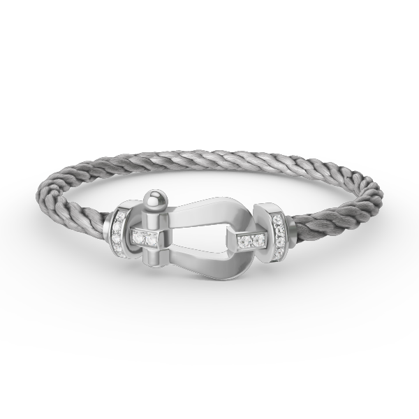 [Cadisa]FORCE LARGE HORSESHOE HALF DIAMOND BRACELET SILVER