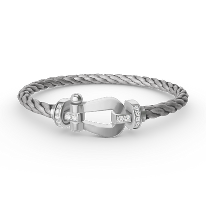 [Cadisa]FORCE LARGE HORSESHOE HALF DIAMOND BRACELET SILVER