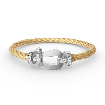 [Cadisa]FORCE LARGE HORSESHOE HALF DIAMOND BRACELET SILVER