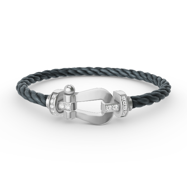 [Cadisa]FORCE LARGE HORSESHOE HALF DIAMOND BRACELET SILVER