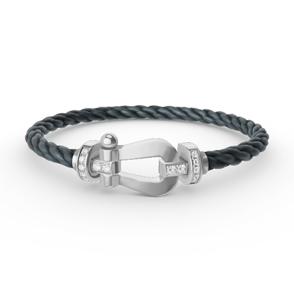 [Cadisa]FORCE LARGE HORSESHOE HALF DIAMOND BRACELET SILVER