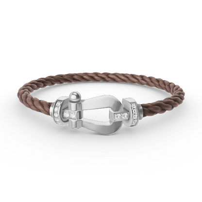 [Cadisa]FORCE LARGE HORSESHOE HALF DIAMOND BRACELET SILVER
