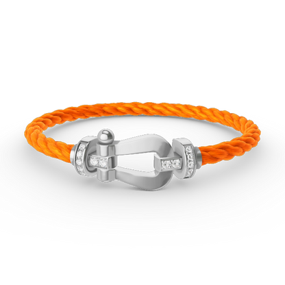 [Cadisa]FORCE LARGE HORSESHOE HALF DIAMOND BRACELET SILVER