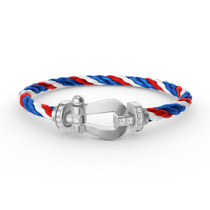 [Cadisa]FORCE LARGE HORSESHOE HALF DIAMOND BRACELET SILVER