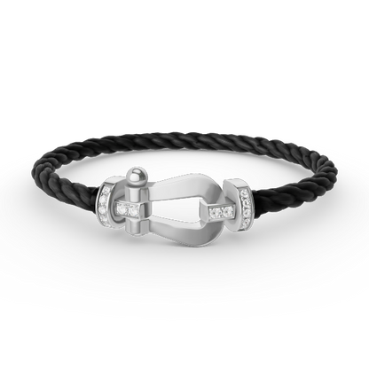 [Cadisa]FORCE LARGE HORSESHOE HALF DIAMOND BRACELET SILVER
