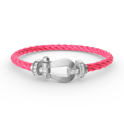 [Cadisa]FORCE LARGE HORSESHOE HALF DIAMOND BRACELET SILVER