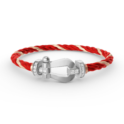 [Cadisa]FORCE LARGE HORSESHOE HALF DIAMOND BRACELET SILVER