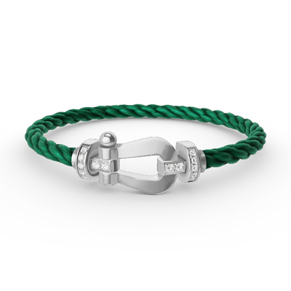 [Cadisa]FORCE LARGE HORSESHOE HALF DIAMOND BRACELET SILVER