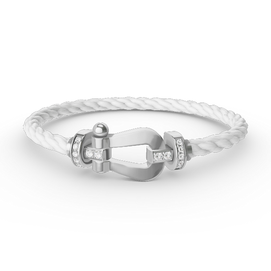 [Cadisa]FORCE LARGE HORSESHOE HALF DIAMOND BRACELET SILVER
