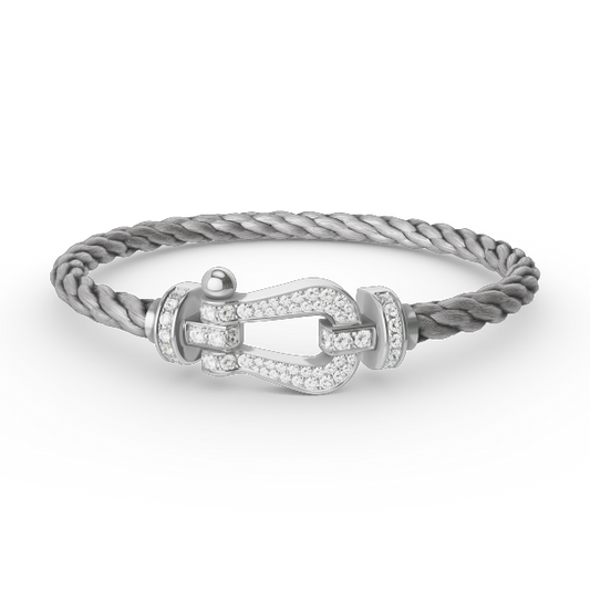 [Cadisa]FORCE LARGE HORSESHOE FULL DIAMOND BRACELET SILVER