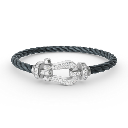 [Cadisa]FORCE LARGE HORSESHOE FULL DIAMOND BRACELET SILVER
