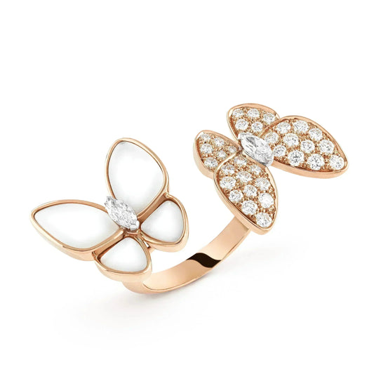 [Cadisa]TWIN BUTTERFLY DIAMOND MOP RING